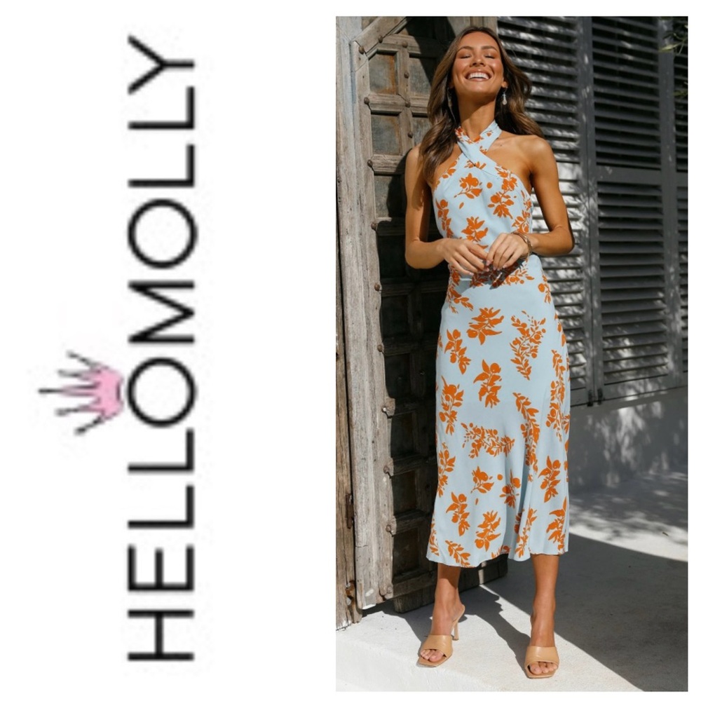 Hello Molly Leave Me Loving You blue floral midi dress